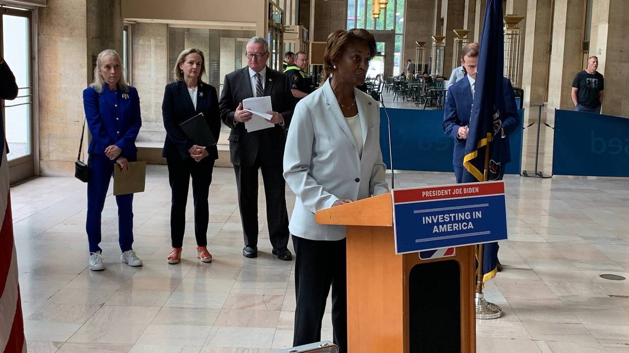 FTA Administrator Nuria Fernandez announcing the $80M grant to SEPTA on Monday, June 26, 2023.