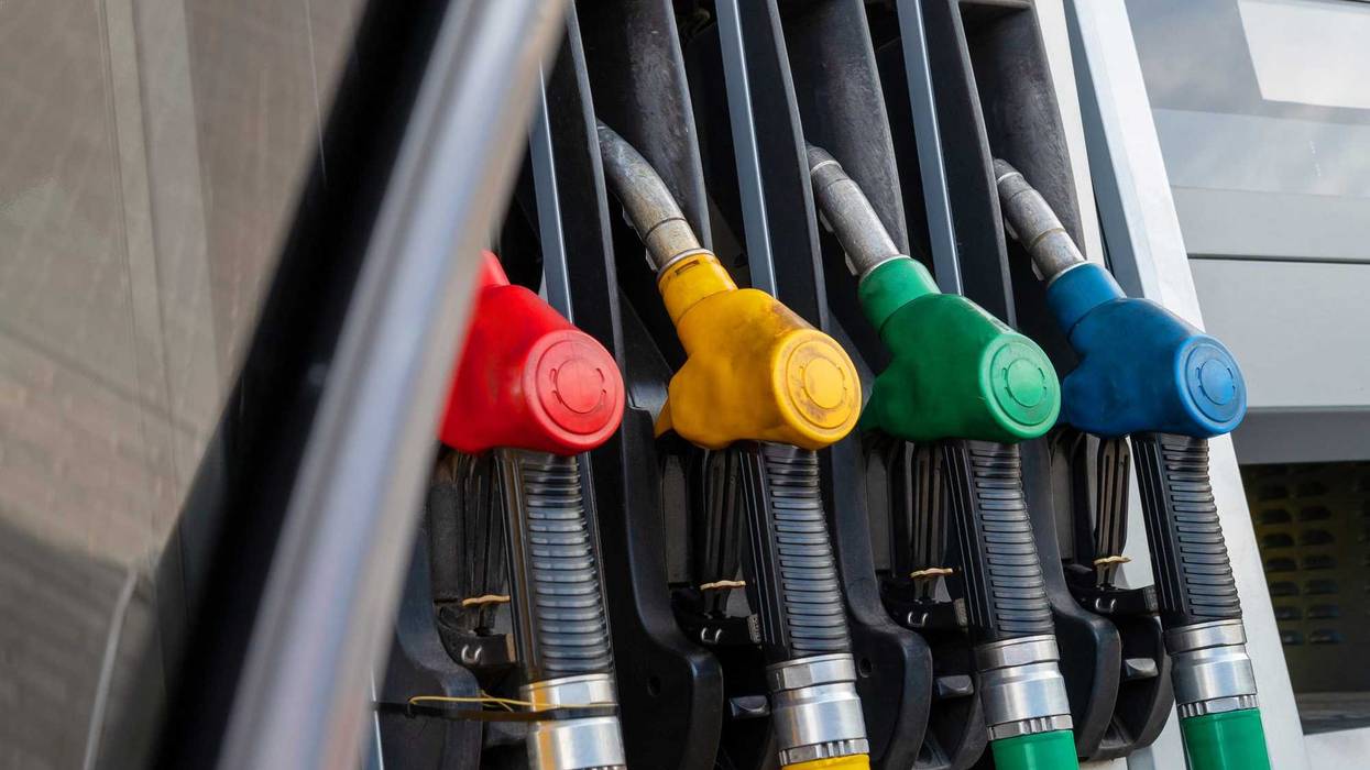 Fuel dispenser close up. Detail of a petrol pump in a petrol station.