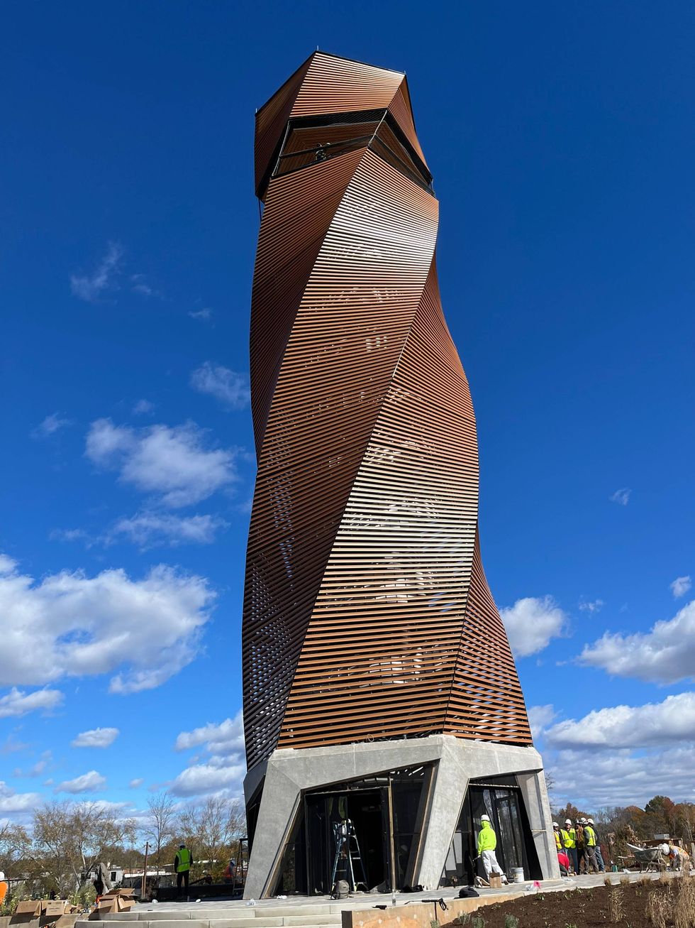 Full view of the new Vivian A. Wong Honor Tower in Unity Park