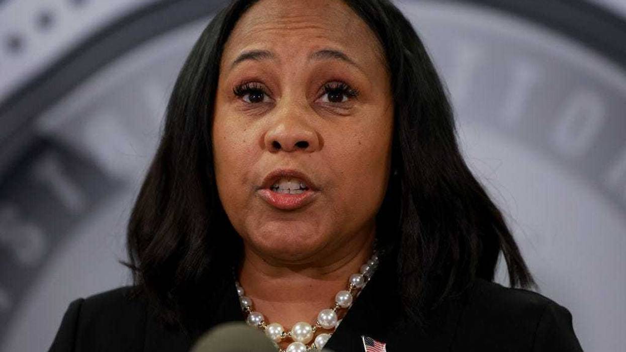 Fulton County District Attorney Fani Willis speaks during a news conference at the Fulton County Government building on August 14, 2023 in Atlanta, Georgia.