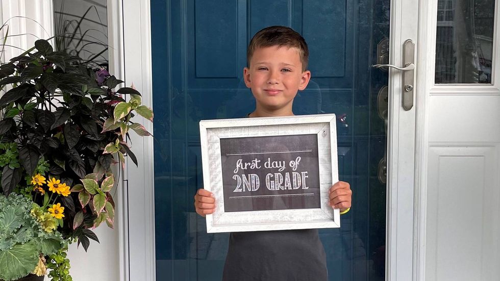 Gabriel, 7, on his first day of second grade.