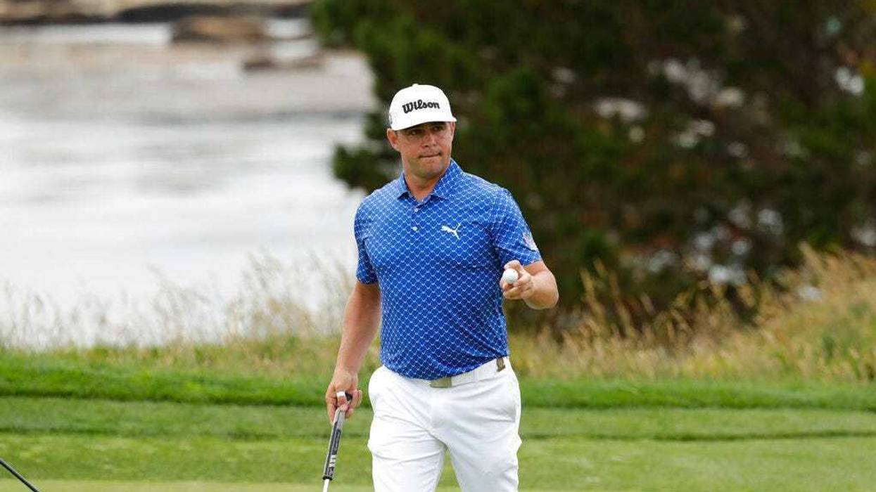 Gary Woodland waves after his putt on the fifth hole during the third round of the U.S. Open golf tournament Saturday, June 15, 2019, in Pebble Beach, Calif.