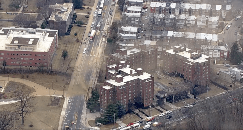gas main ruptured on Olney Avenue