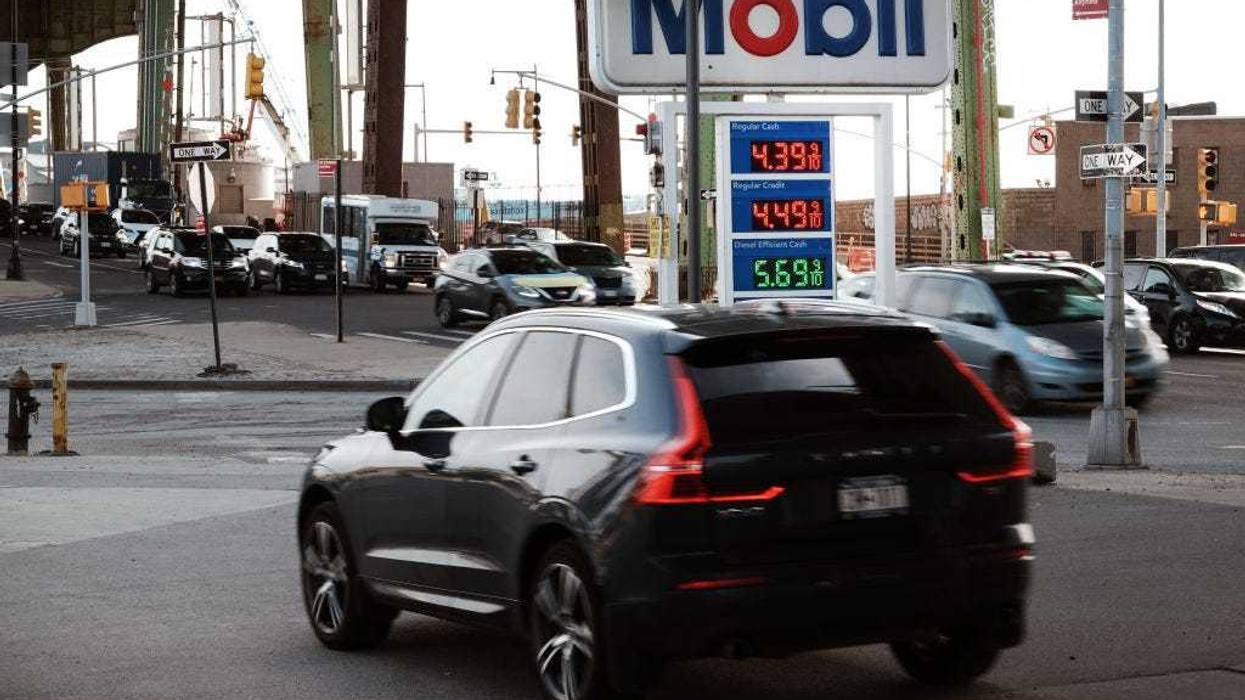 Gas prices are displayed at a Brooklyn gas station on March 08, 2022 in New York City. Gas prices are at record highs around the country as the Russian invasion of Ukraine causes global oil markets to surge.