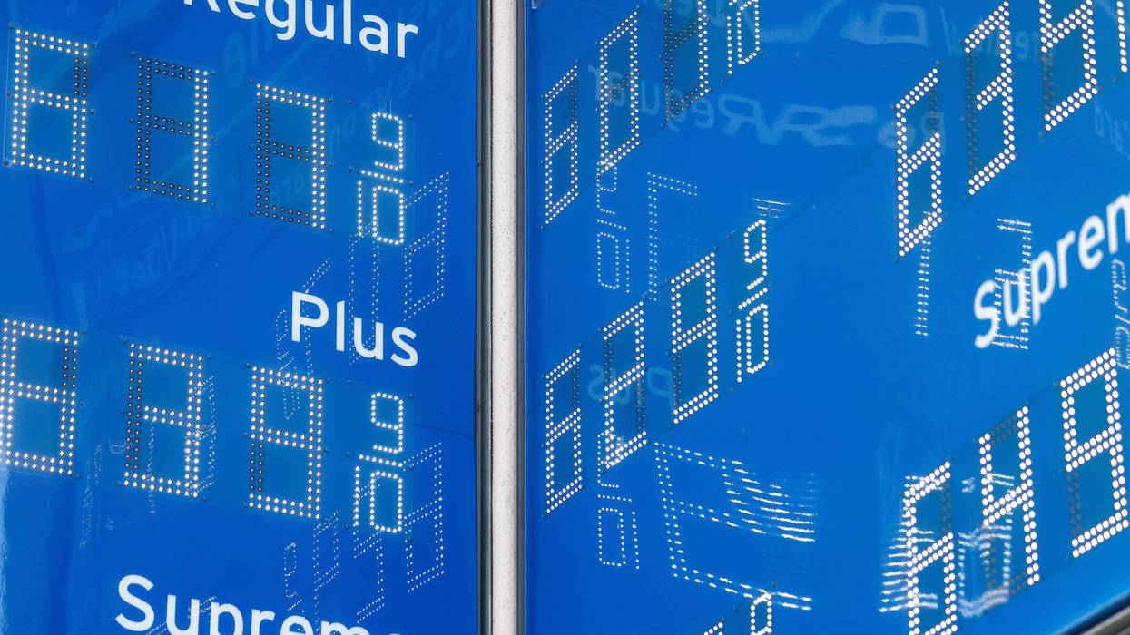 Gas prices are displayed at a Chevron station on April 27, 2022, in Los Angeles. Prices in Los Angeles County have fallen to their lowest level since early March, with the average price of a gallon of self-service regular gasoline currently at $5.774.