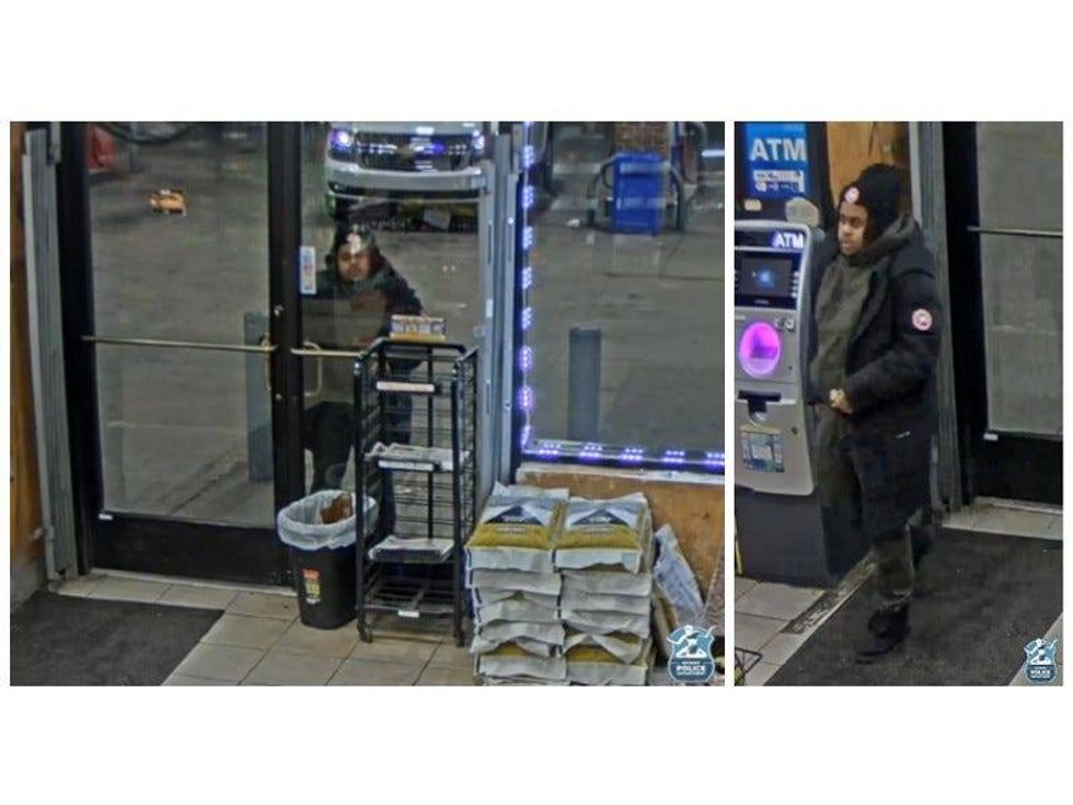 Gas station shooting suspect wearing black coat