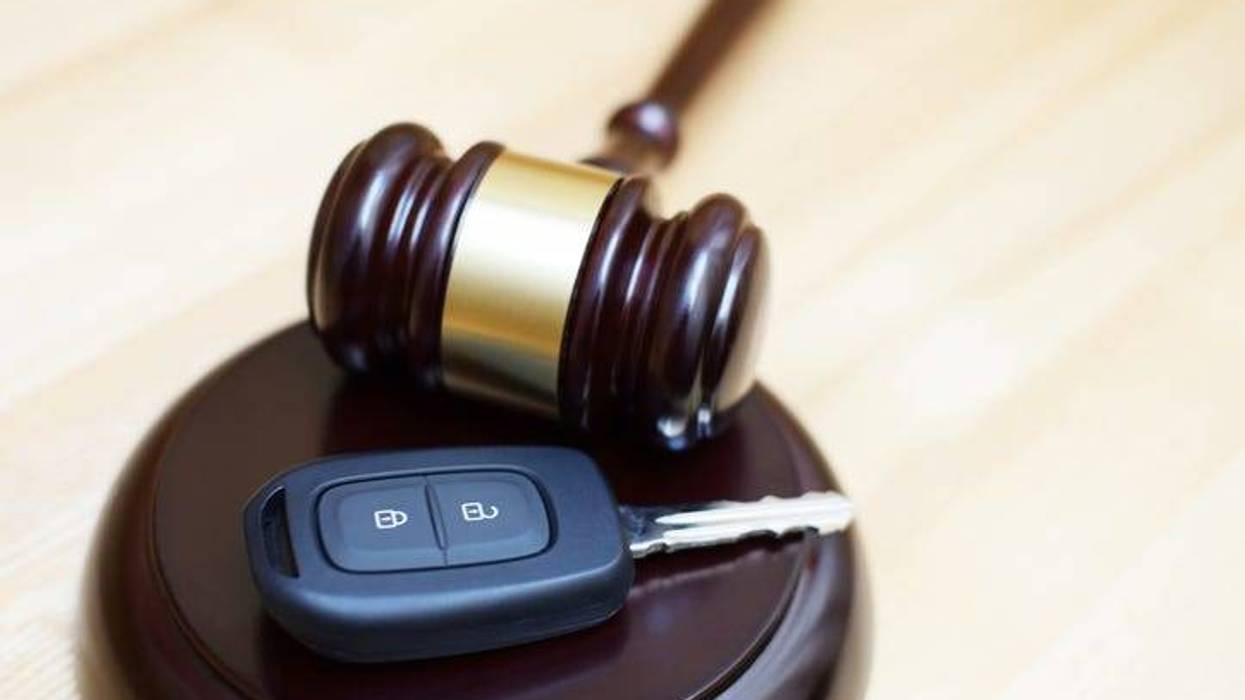 gavel and car key