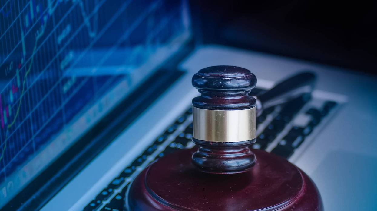 Gavel and computer