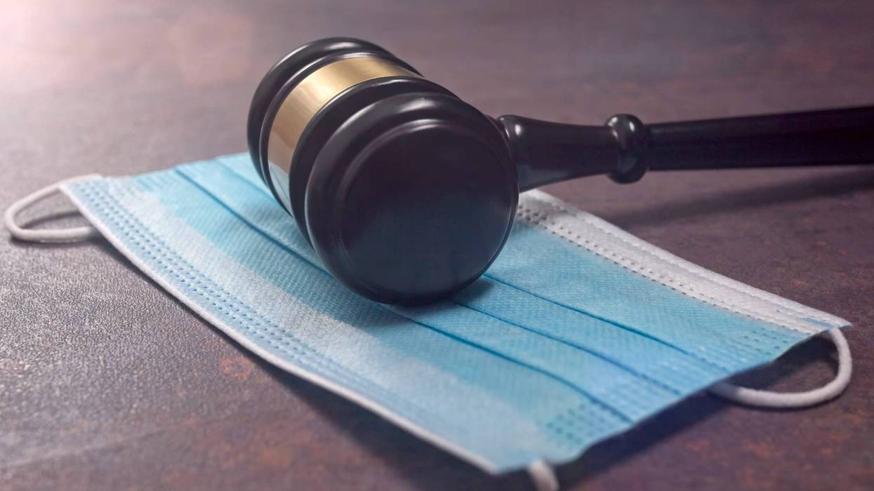 Gavel and face mask