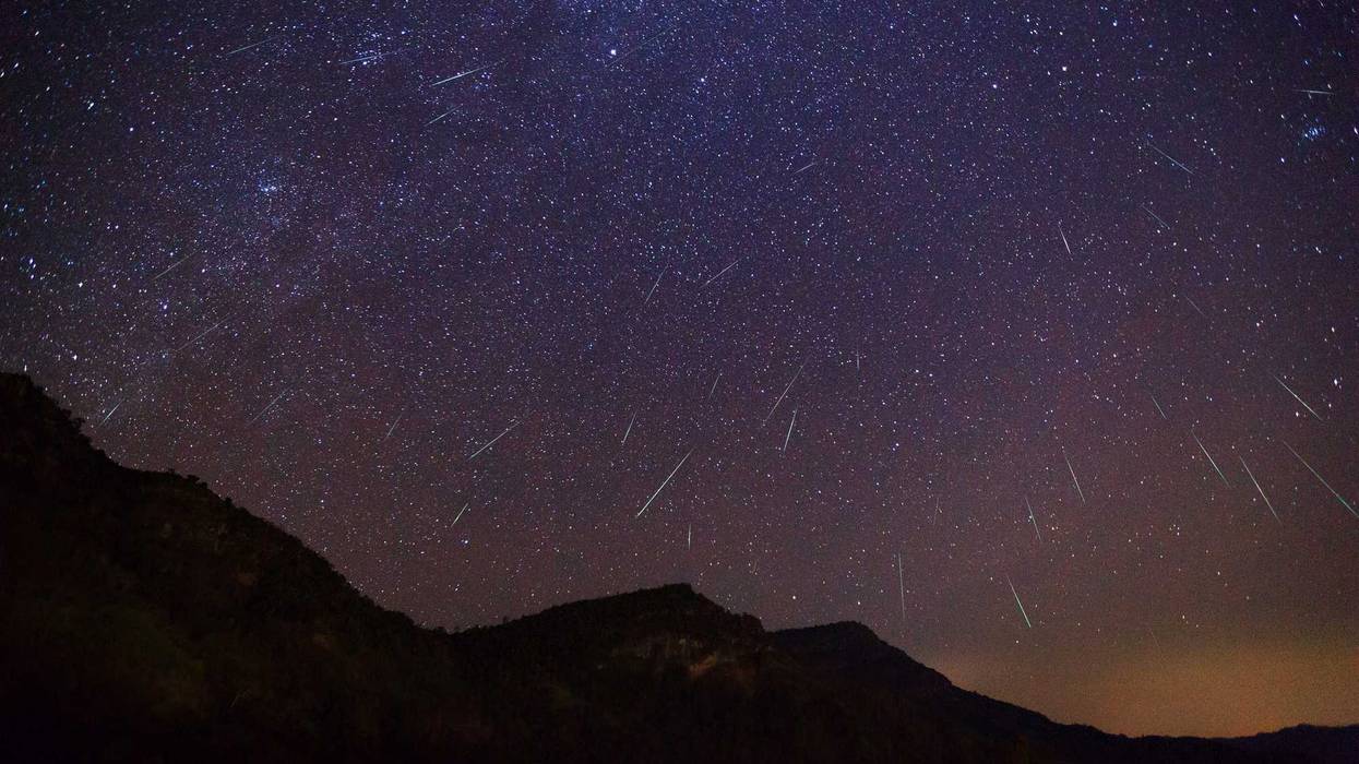 Geminid Meteor in the night sky.