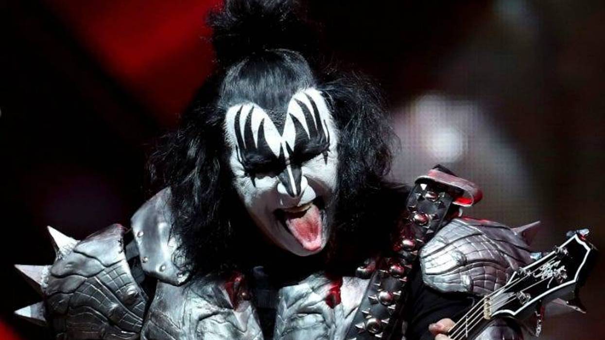 Gene Simmons of KISS entertains the crowd at the KFC Yum Center
