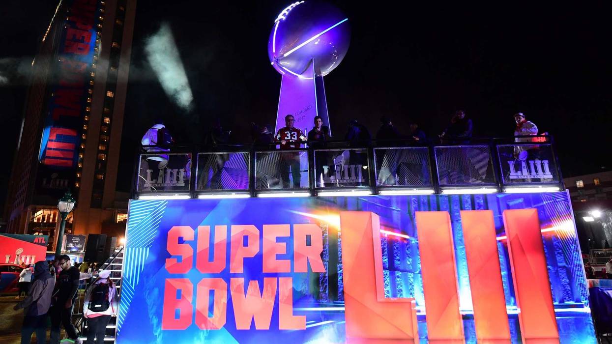 General overall view of replica Vince Lombardi trophy at Super Bowl LIII live at Centennial Park.