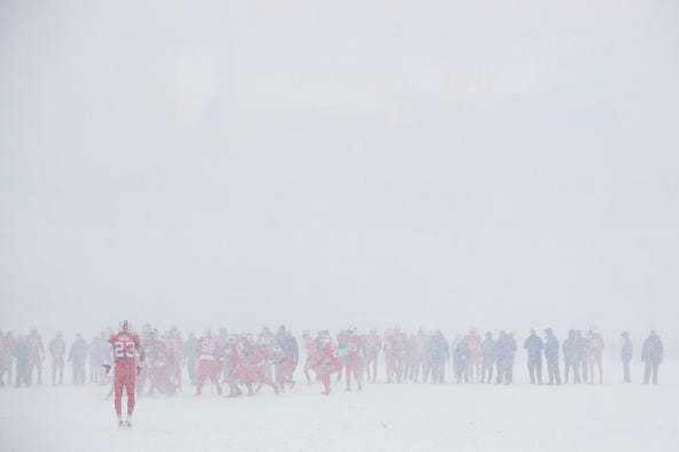 General view from the end zone during warm ups for the game between the Buffalo Bills and the Indianapolis Colts at New Era Field on December 10, 2017 in Orchard Park.