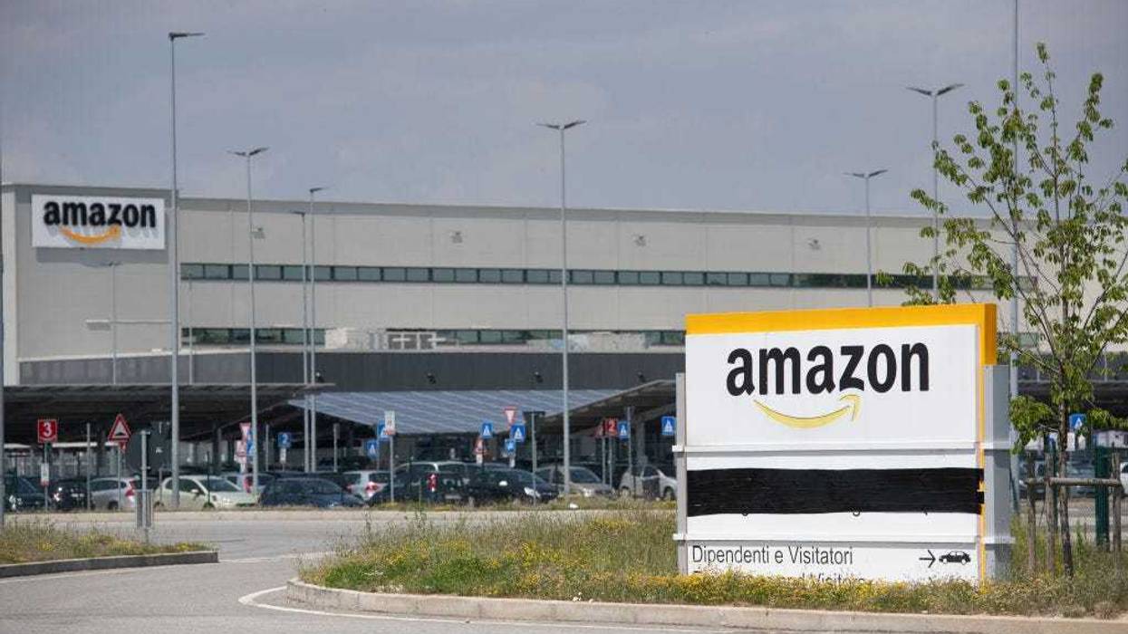 General view of Amazon logo on Amazon Headquarter on June 03, 2021 in Torrazza Piemonte near Turin, Italy. (Photo by Stefano Guidi/Getty Images)