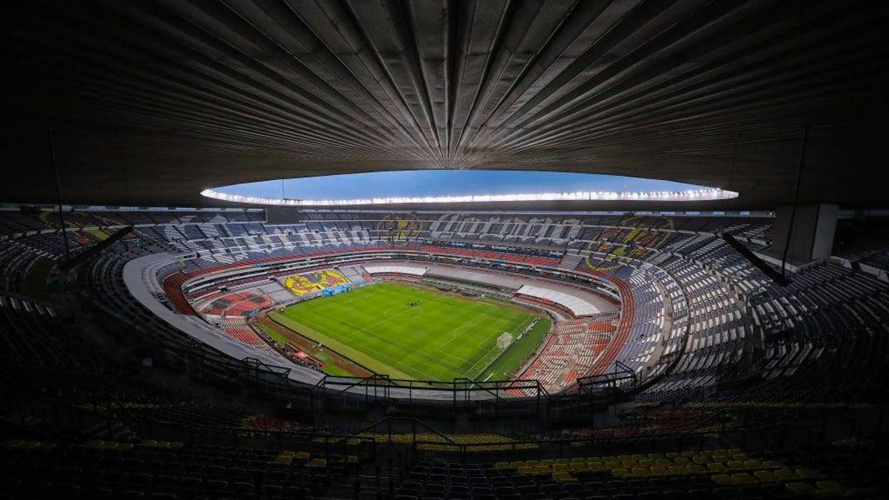 General view of an empty Azteca Stadium during the 10th round match between America and Cruz Azul as part of the Torneo Clausura 2020 Liga MX at Azteca Stadium on March 15, 2020 in Mexico City, Mexico. The match is played behind closed doors to prevent the spread of the novel Coronavirus (COVID-19).