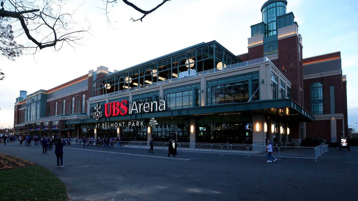 General view of the exterior of UBS Arena in Elmont, New York, on Nov. 20, 2021.
