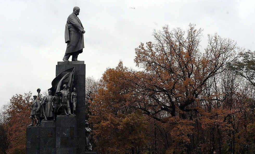 General view of the Taras Shevchenko statue in Kharkov on November 2, 2011, in Kharkov, Ukraine
