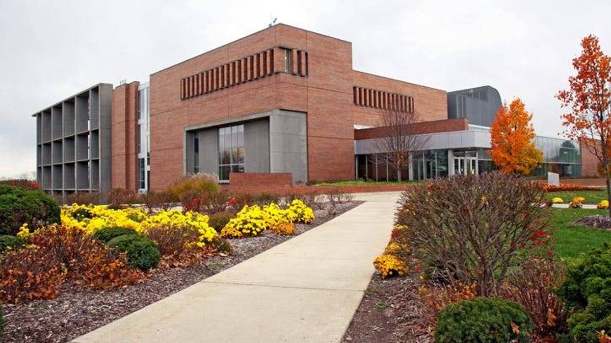 Generic university building, exterior shot during the fall