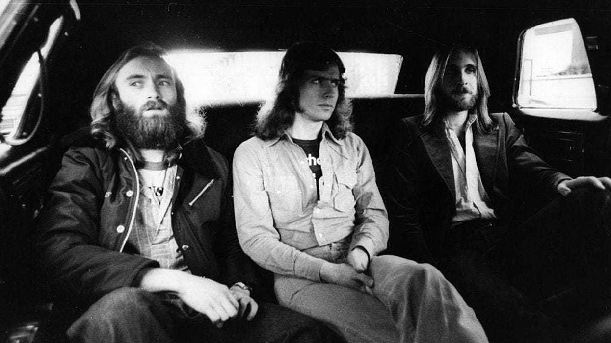 Genesis, from left to right Phil Collins, Tony Banks and Mike Rutherford