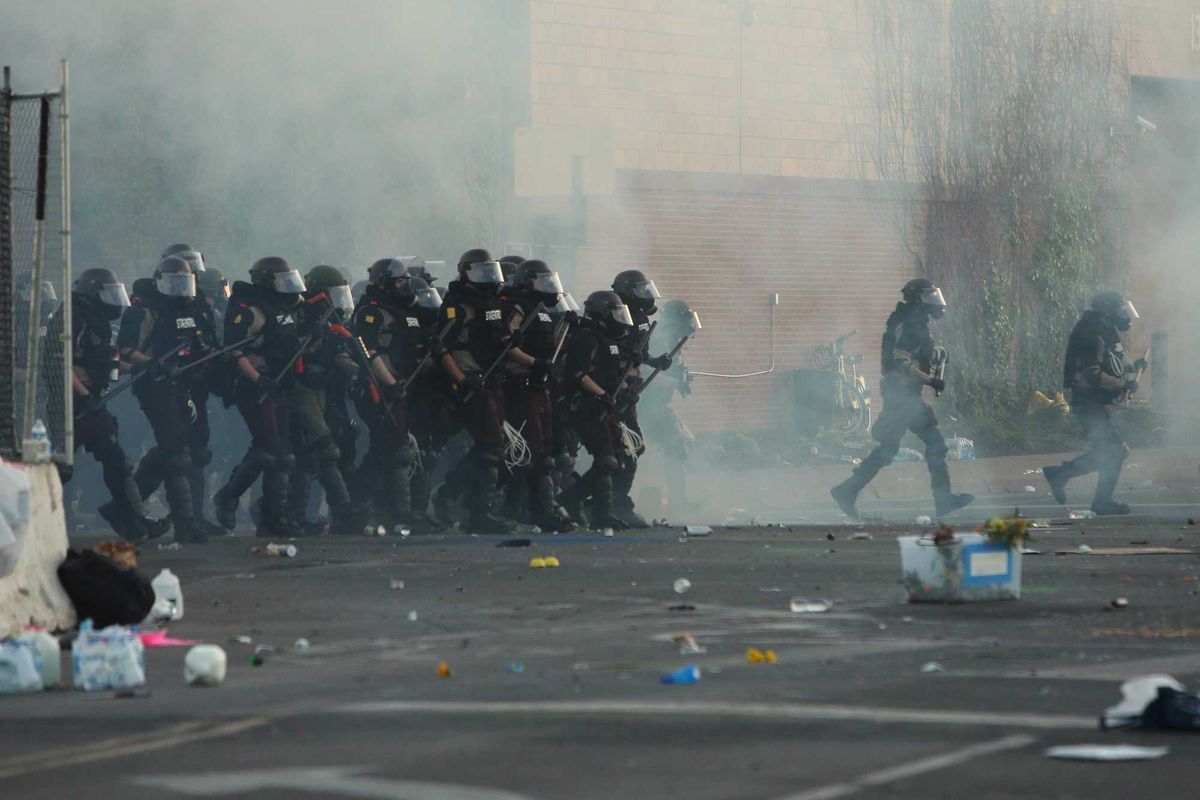 George Floyd demonstrators who are protesting the killing of George Floyd on May 30, 2020 in Minneapolis