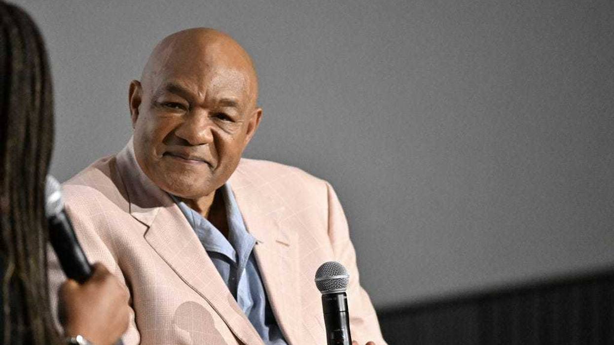George Foreman speaks onstage during the Big George Foreman screening at Regal Atlantic Station on April 12, 2023 in Atlanta, Georgia.