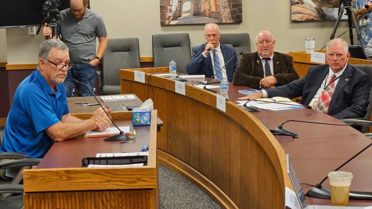 George Monk, the presiding commissioner of Cooper County, testifies Wednesday during a hearing of the Missouri House Special Interim Committee on Property Tax Reform.