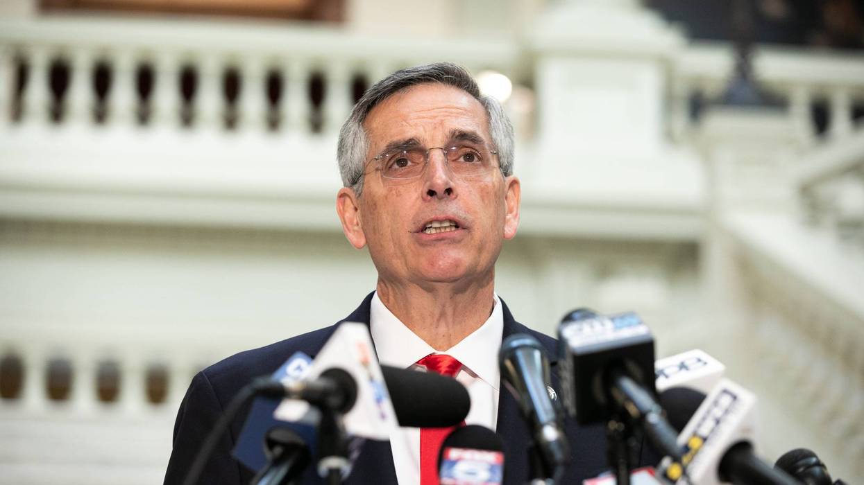 Georgia Secretary of State Brad Raffensperger holds a press conference on the status of ballot counting on November 6, 2020 in Atlanta, Georgia.