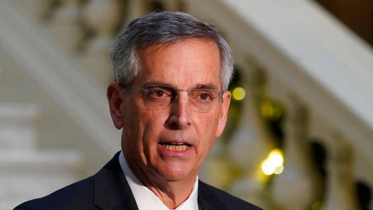 Georgia Secretary of State Brad Raffensperger speaks during a presser Monday, Dec. 14, 2020, in Atlanta.