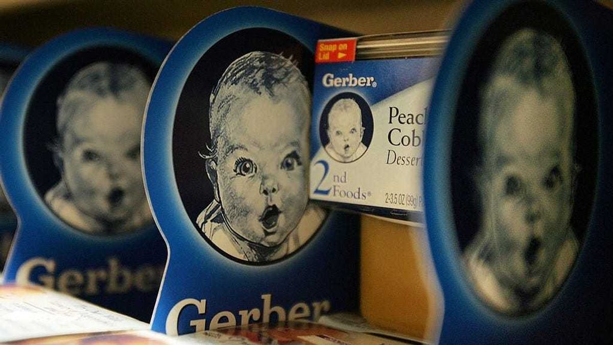 Gerber baby food products are seen on a supermarket shelf April 12, 2007 in New York City.