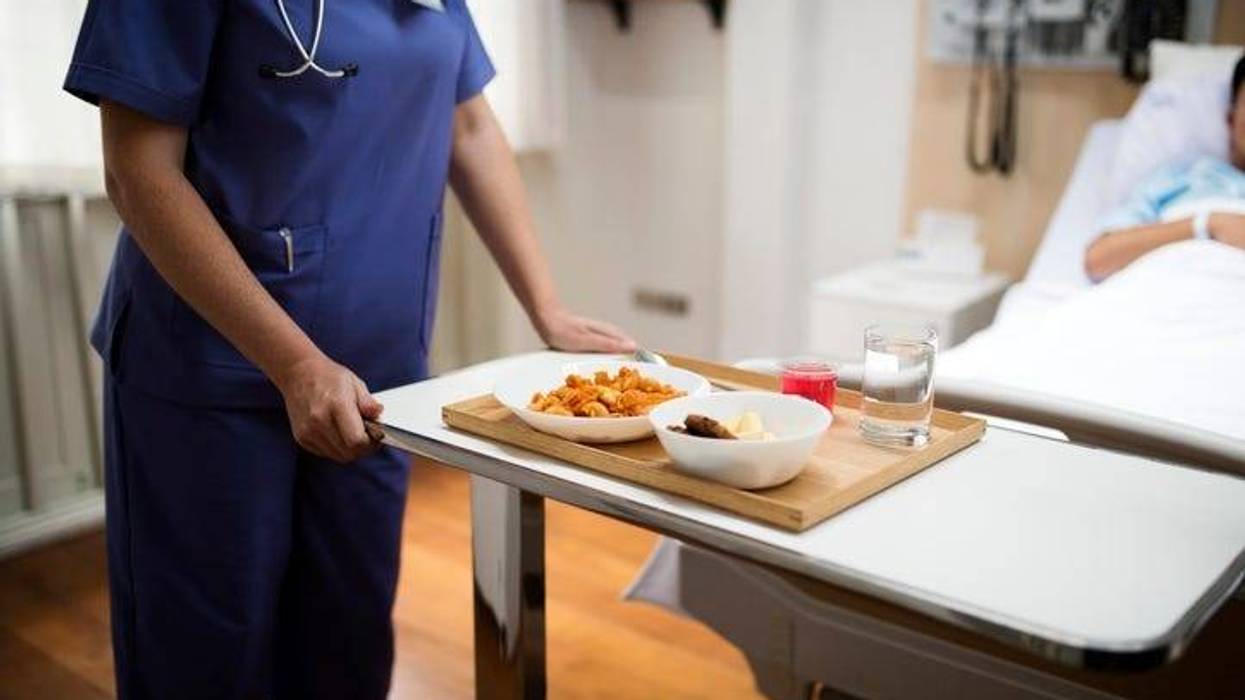Getting a meal in the hospital.