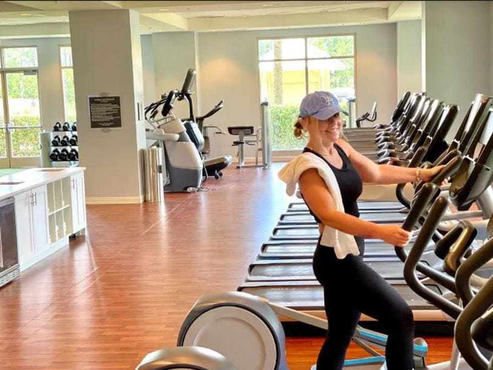 Getting my sweat on in the state of the art gym with endless amounts of fitness equipment!