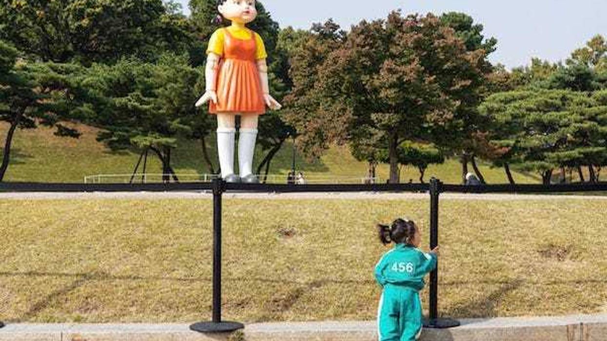 Giant doll from Squid Game at theme park