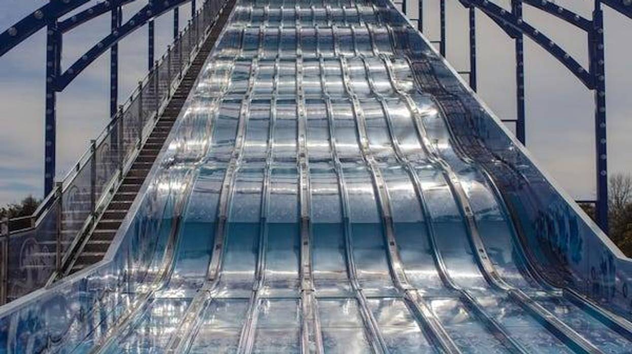 Giant metal slide at a local county fair