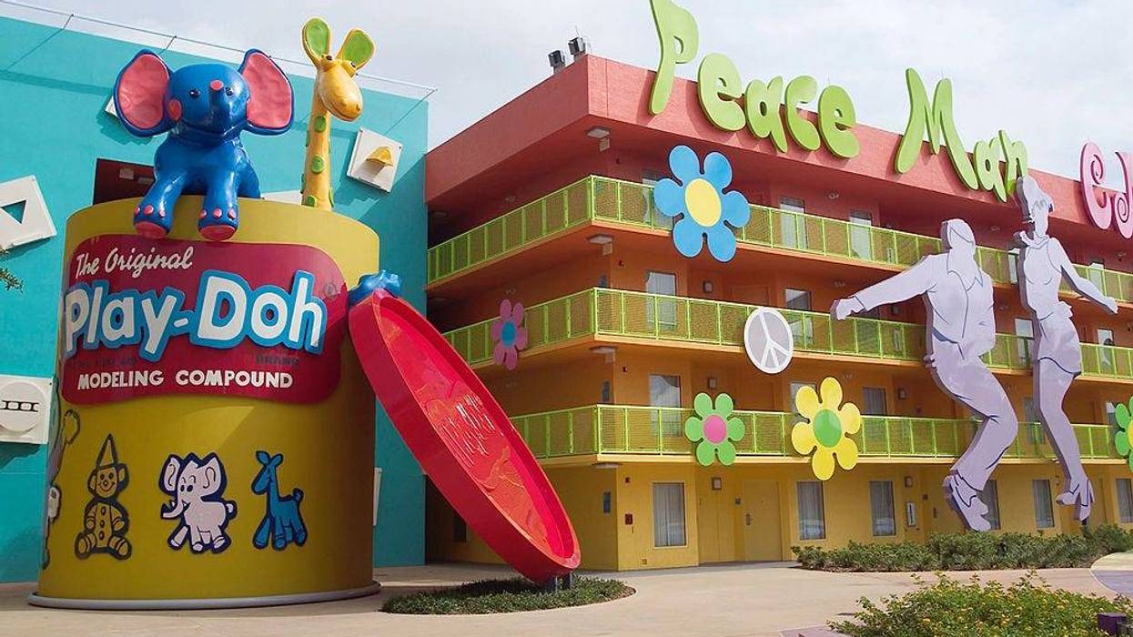: Giant Play-Doh sculptures sit outside of the 1970's wing at Disney's Pop Century Resort September 5, 2003 in Lake Buena Vista, Florida.