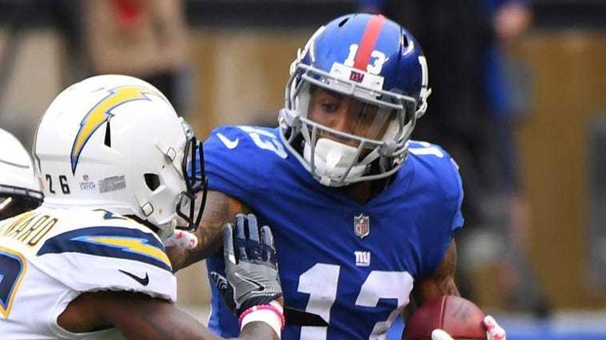 Giants wide receiver Odell Beckham Jr. runs after making a catch against the Los Angeles Chargers on Oct. 8, 2018, at MetLife Stadium.
