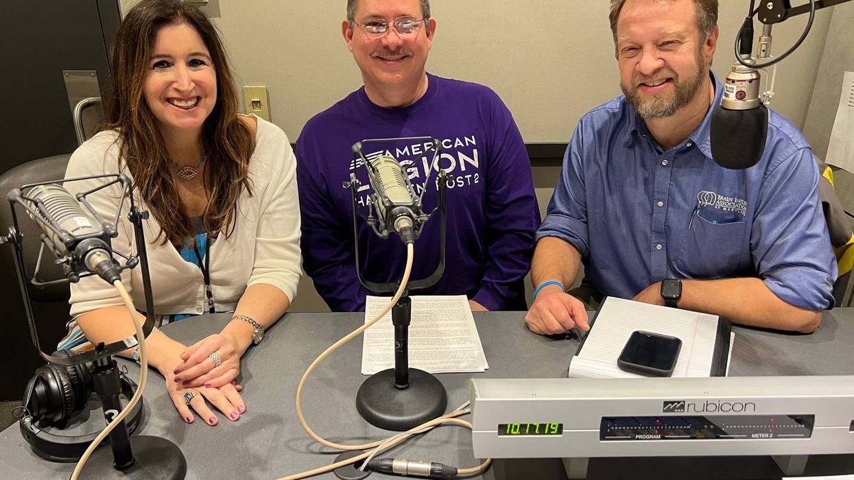 Gina Crash in studio with Tom Longest, Brain Injury Survivor & Bryan Pugh, Executive Director, Brain Injury Association of Maryland