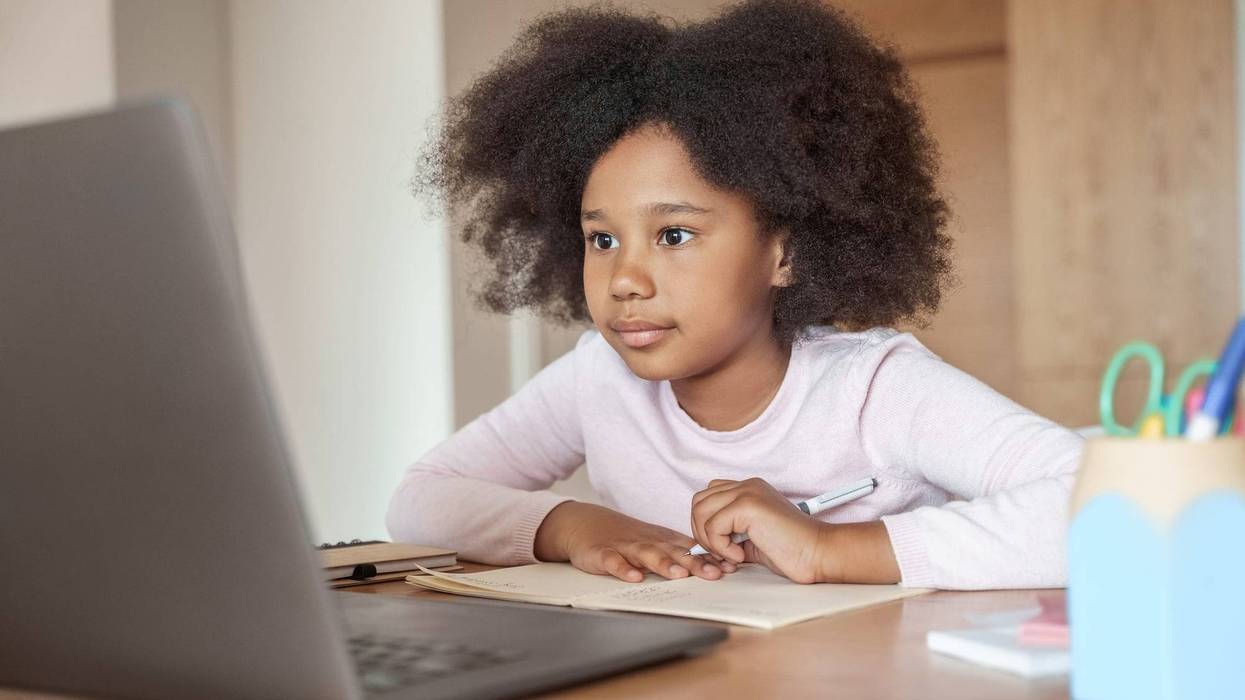 girl learning from home