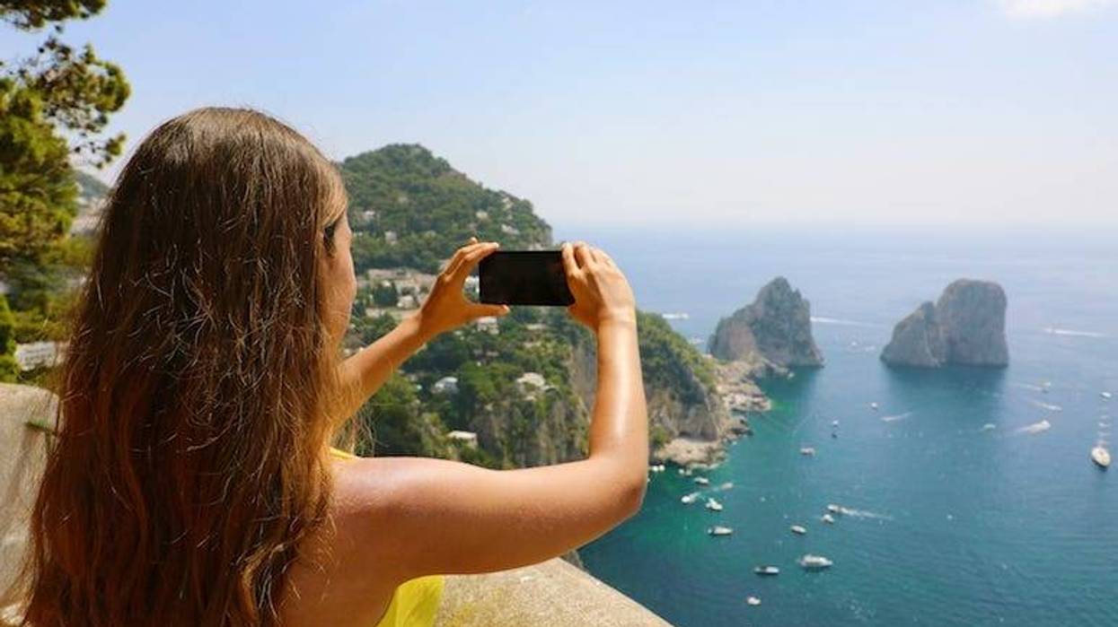 Girl, Taking Pictures, Vacation, Capri Island, Sea