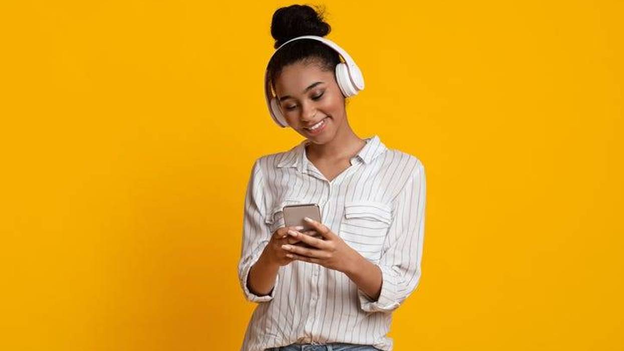 girl wearing headphones