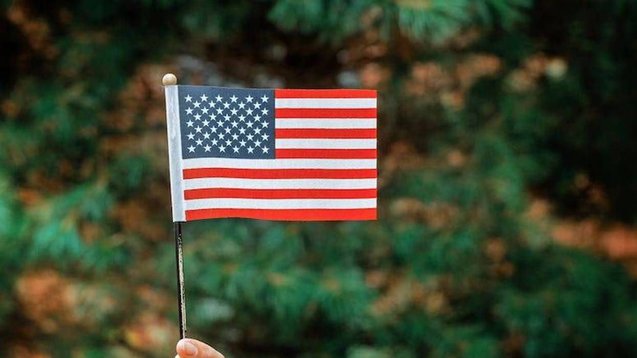 Girl with a tiny American flag