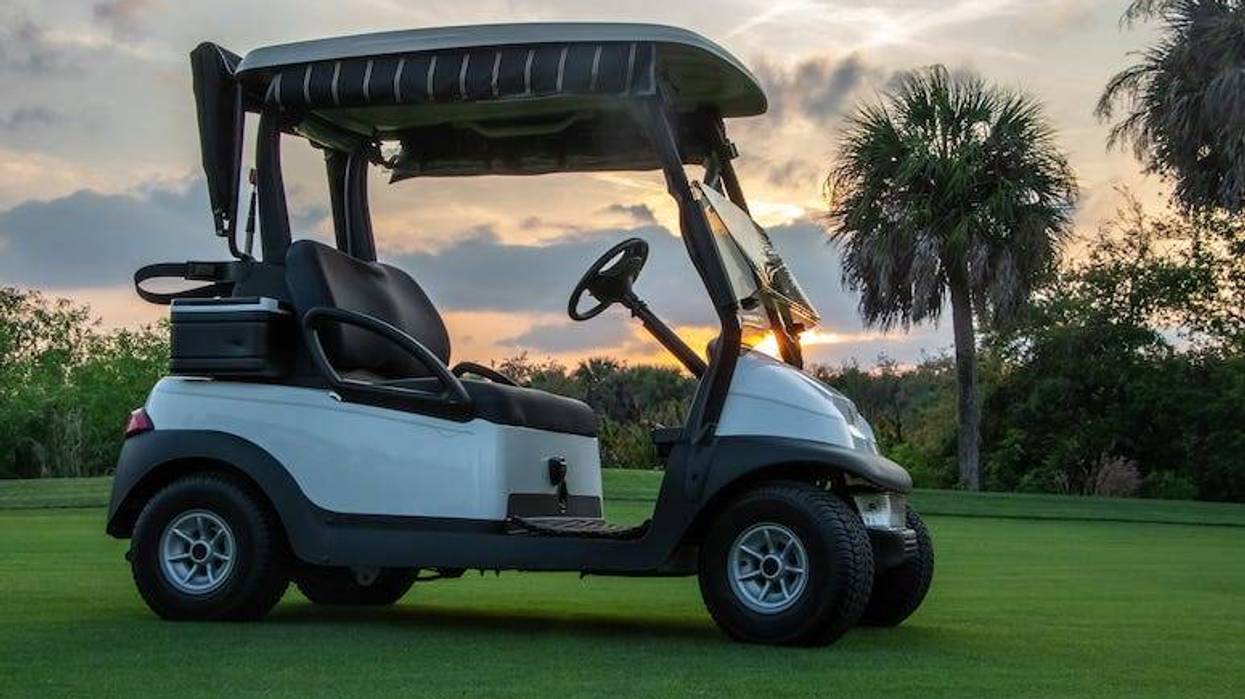 Golf Cart, Parked, Sunset