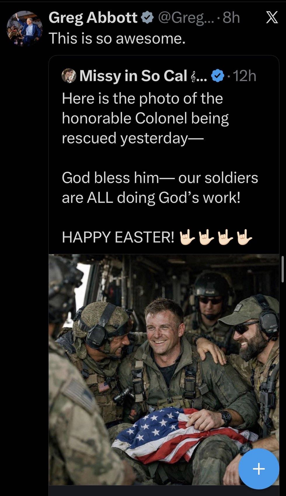 Gov. Abbott faces backlash after sharing AI-generated Iran rescue image