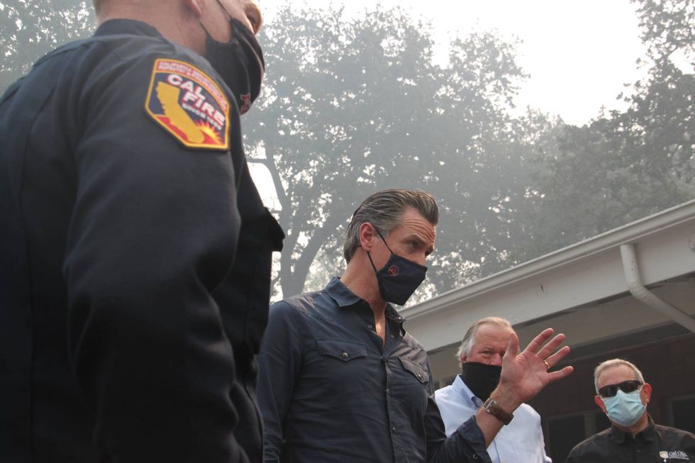 Gov. Gavin Newsom receives a Glass Fire briefing from county officials and CAL FIRE in Napa County.