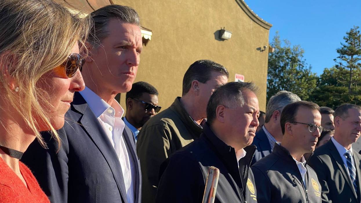 Gov. Gavin Newsom speaking Half Moon Bay a day after a gunman killed 7 and injured 1.