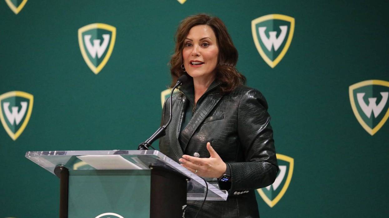 Gov. Gretchen Whitmer speaking at Wayne State
