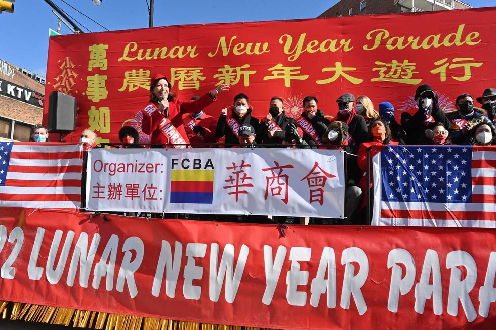 Gov. Hochul on a float during the Lunar New Year parade