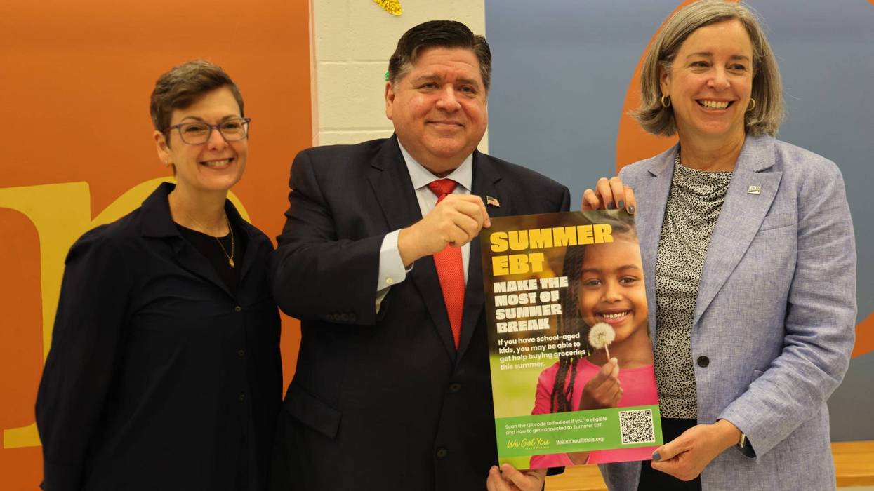 Gov. J.B. Pritzker was among those present for an announcement of a government program that will aim to help low-income families in Illinois buy groceries.