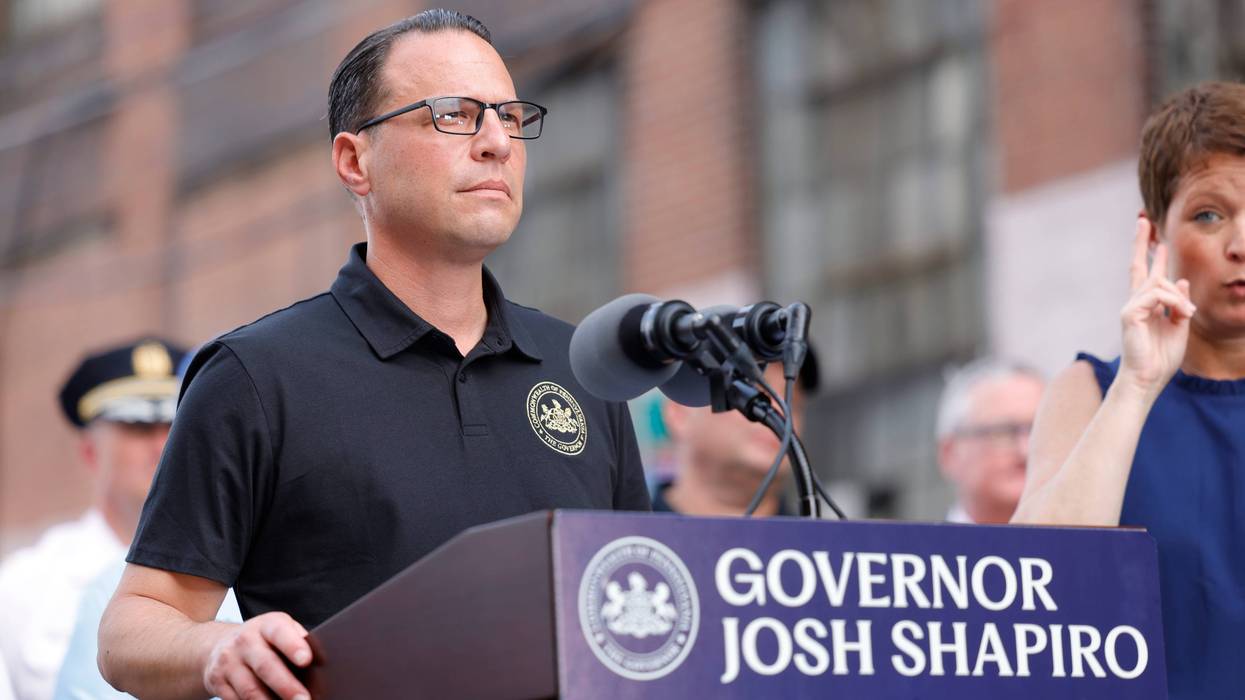 Gov. Josh Shapiro speaks at a press conference after the I-95 collapse in Philadelphia, June 12, 2023.