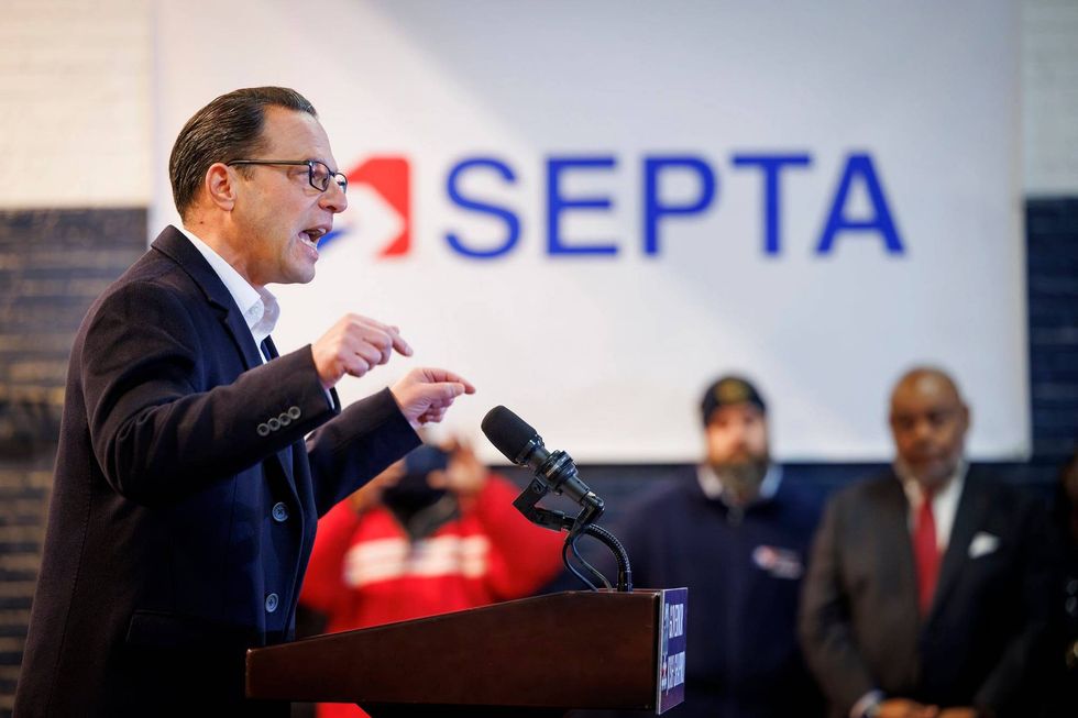Gov. Josh Shapiro speaks at SEPTA headquarters on Nov. 22, 2024, after flexing $150 million of highway funds to the transit agency.