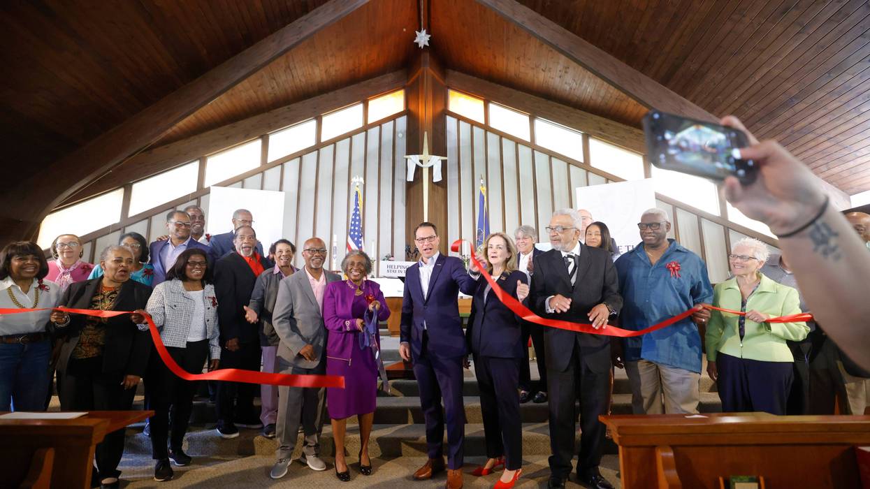 Gov. Josh Shapiro speaks at the ribbon-cutting ceremony for the new Salem Adult Citizens Center in Roslyn on May 15, 2023, to highlight his proposal to expand Pennsylvania’s property tax and rent relief program.